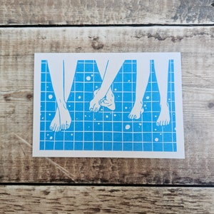 Au bord de la piscine - Une seule carte de voeux avec enveloppe marron recyclée (vierge à l'intérieur)