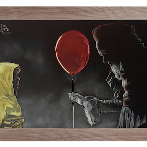 Stampa da disegno originale fatto a mano con matite colorate di Pennywise IT 2017