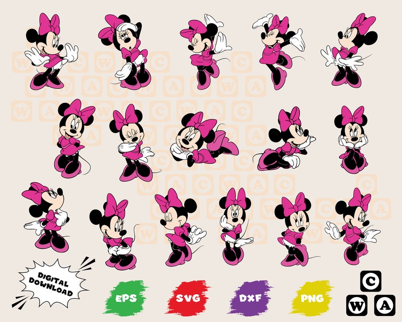Download Minnie Mouse Svg For Shirts Vinyl Cutting Dxf Cartoon Vector Eps Png Files For Cricut Silhouette Cameo Craft Supplies Tools Kids Crafts