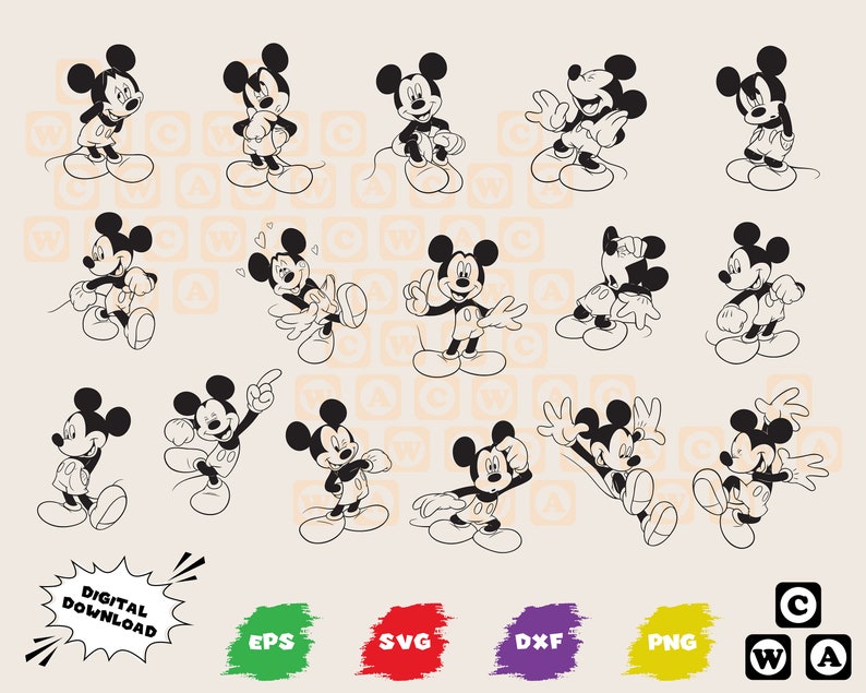 Craft Supplies Tools Paper Party Kids Eps Vinyl Cutting For Shirts Png Files For Cricut Silhouette Cameo Mickey Mouse Svg Cartoon Vector Dxf