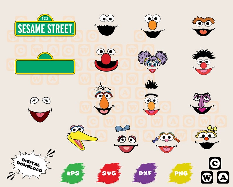 Download Kits Craft Supplies Tools Sesame Street Svg Vinyl Cutting Cartoon Vector Dxf Eps For Shirts Png Files For Cricut Silhouette Cameo