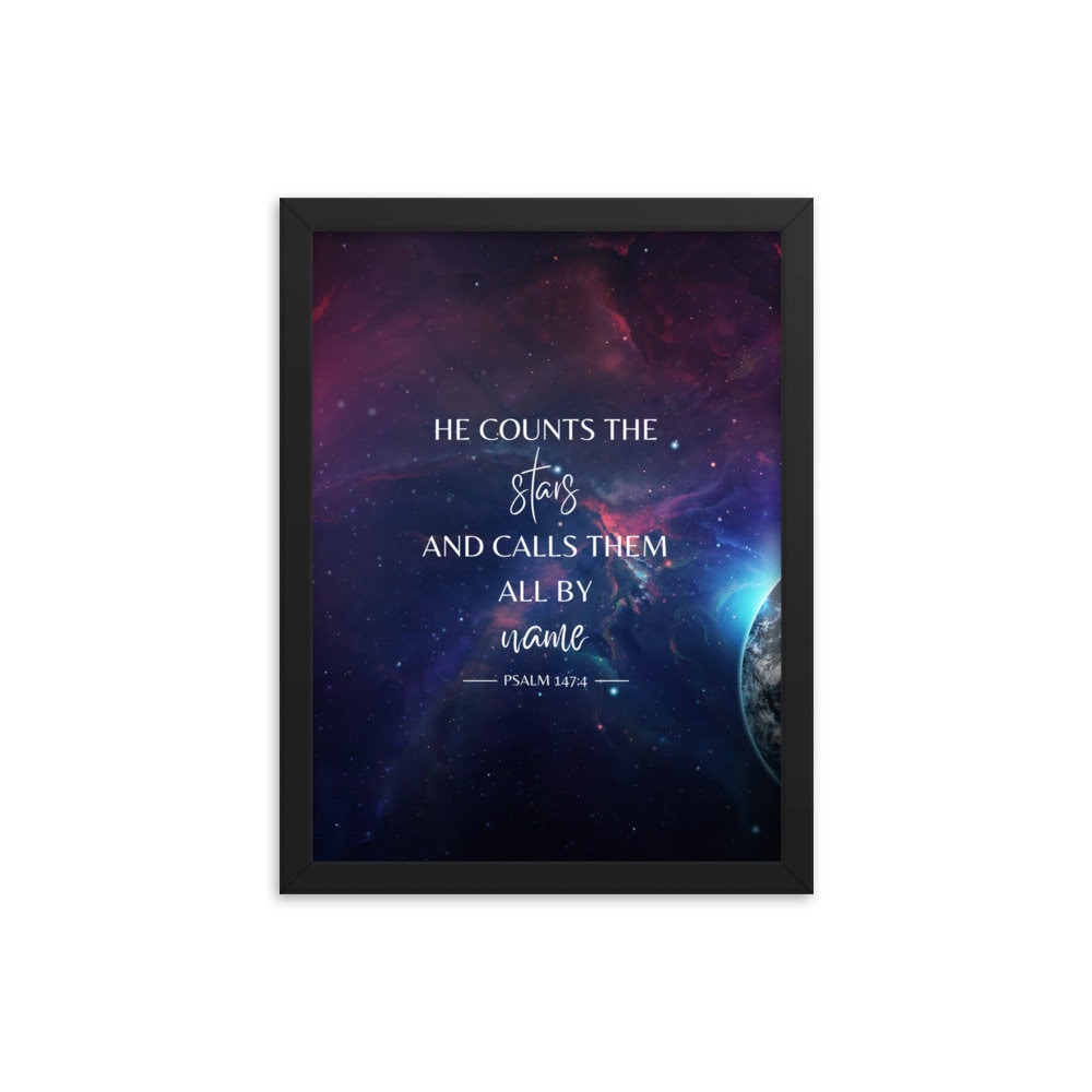Psalm 147:4 Counts the Stars Bible Verse Wall Art, Scripture Digital ...