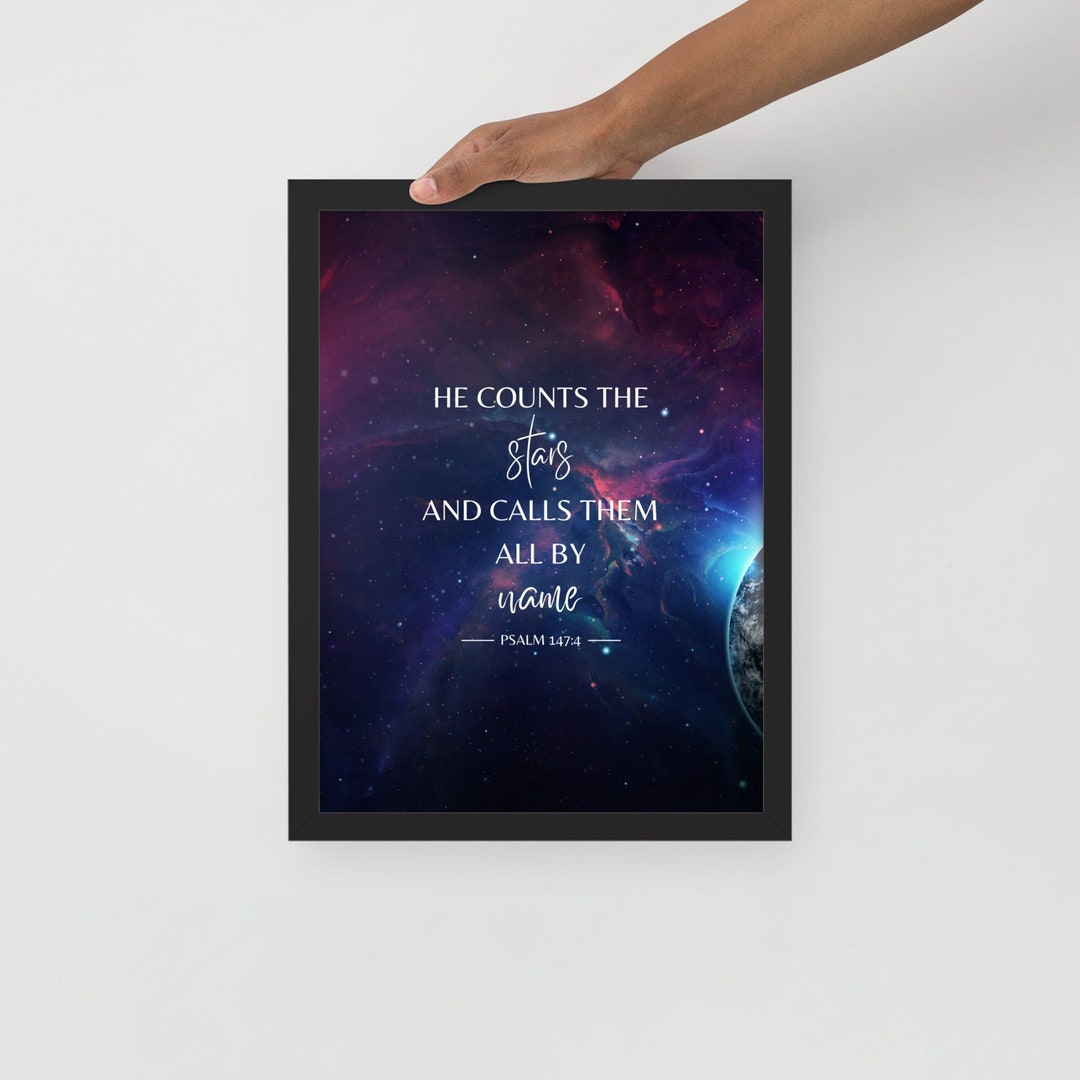Psalm 147:4 Counts the Stars Bible Verse Wall Art, Scripture Digital ...