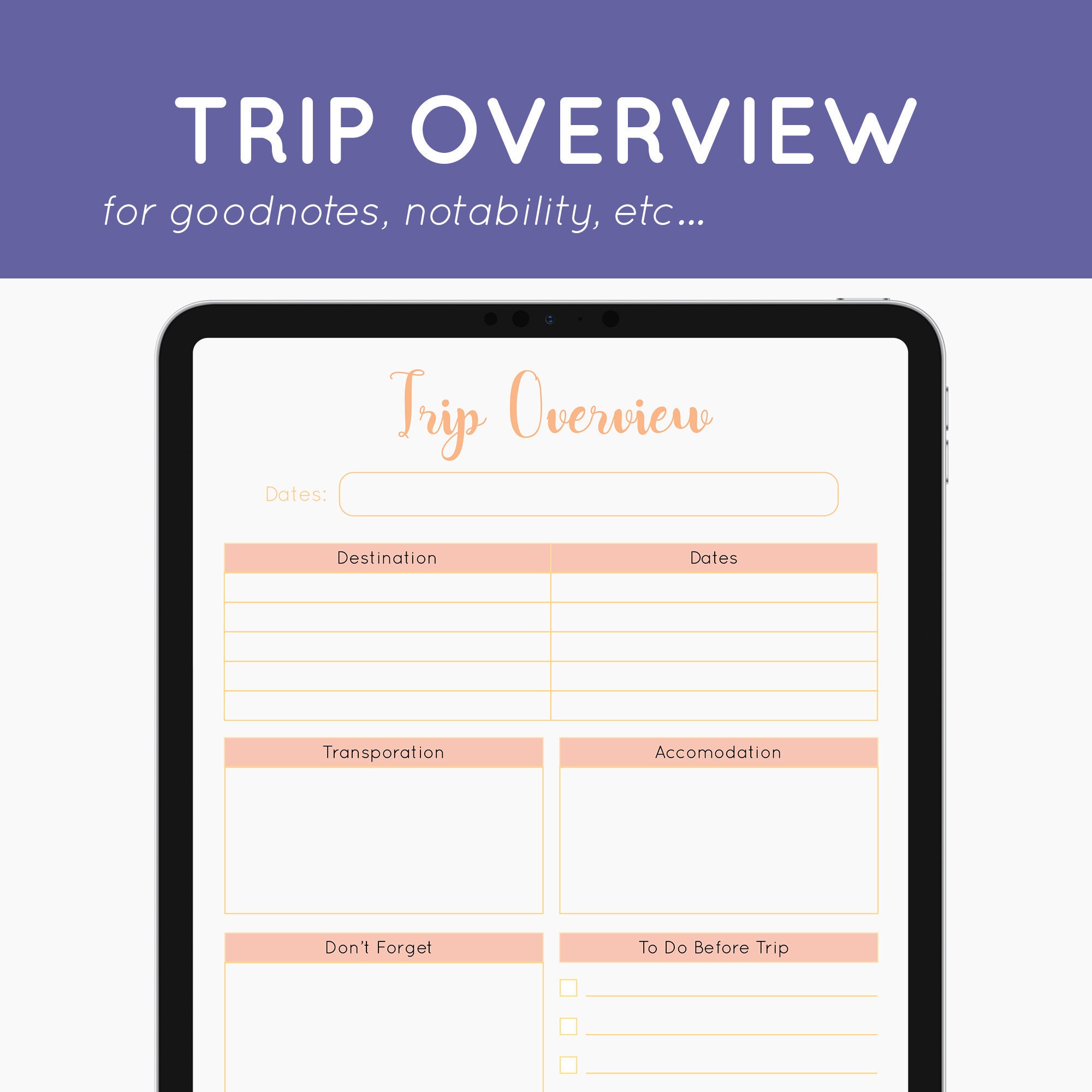 Trip Overview Travel Planner Travel Tracker & Planning Etsy
