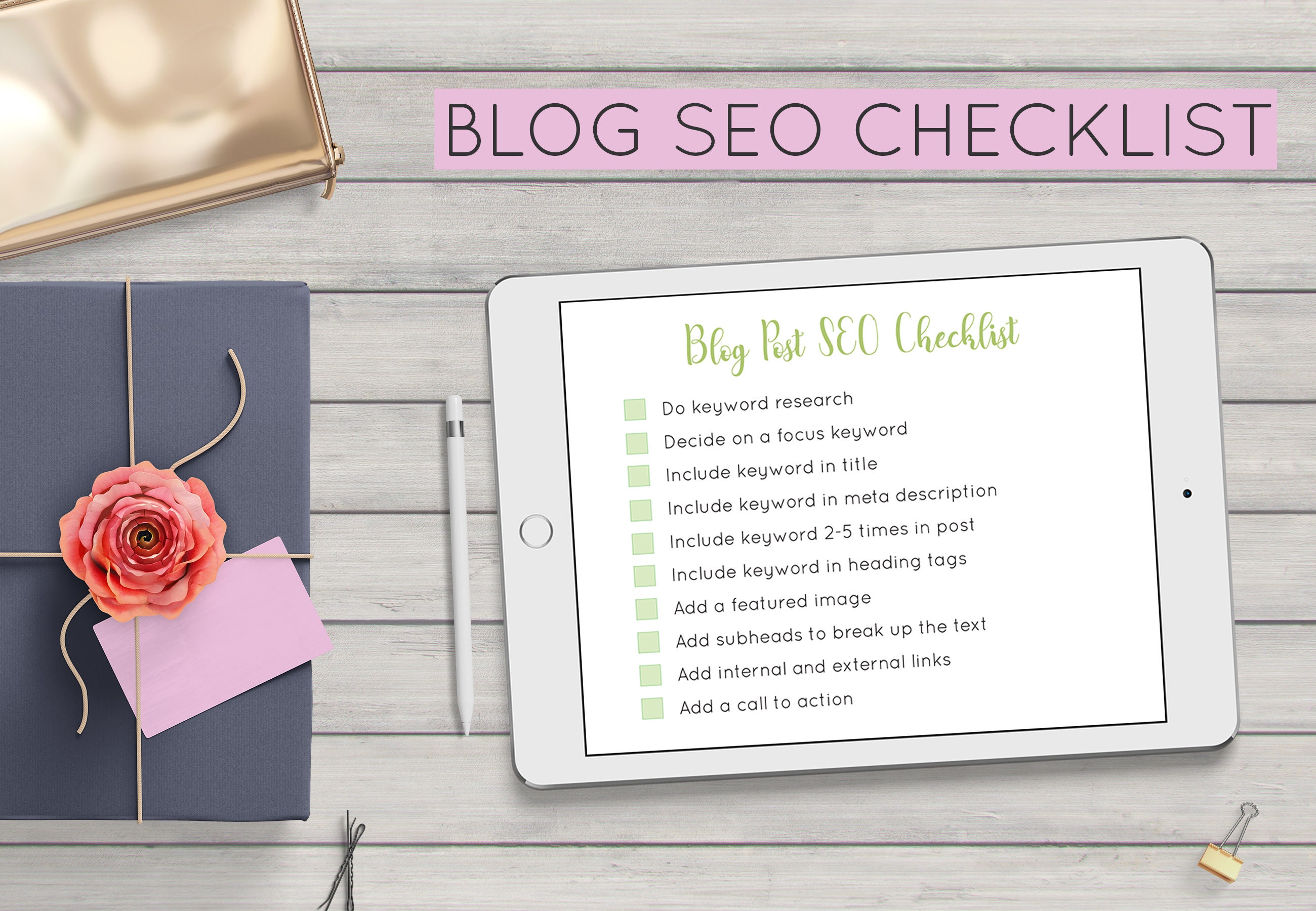 Blog SEO Checklist Blogging Planner Small Business Planner | Etsy