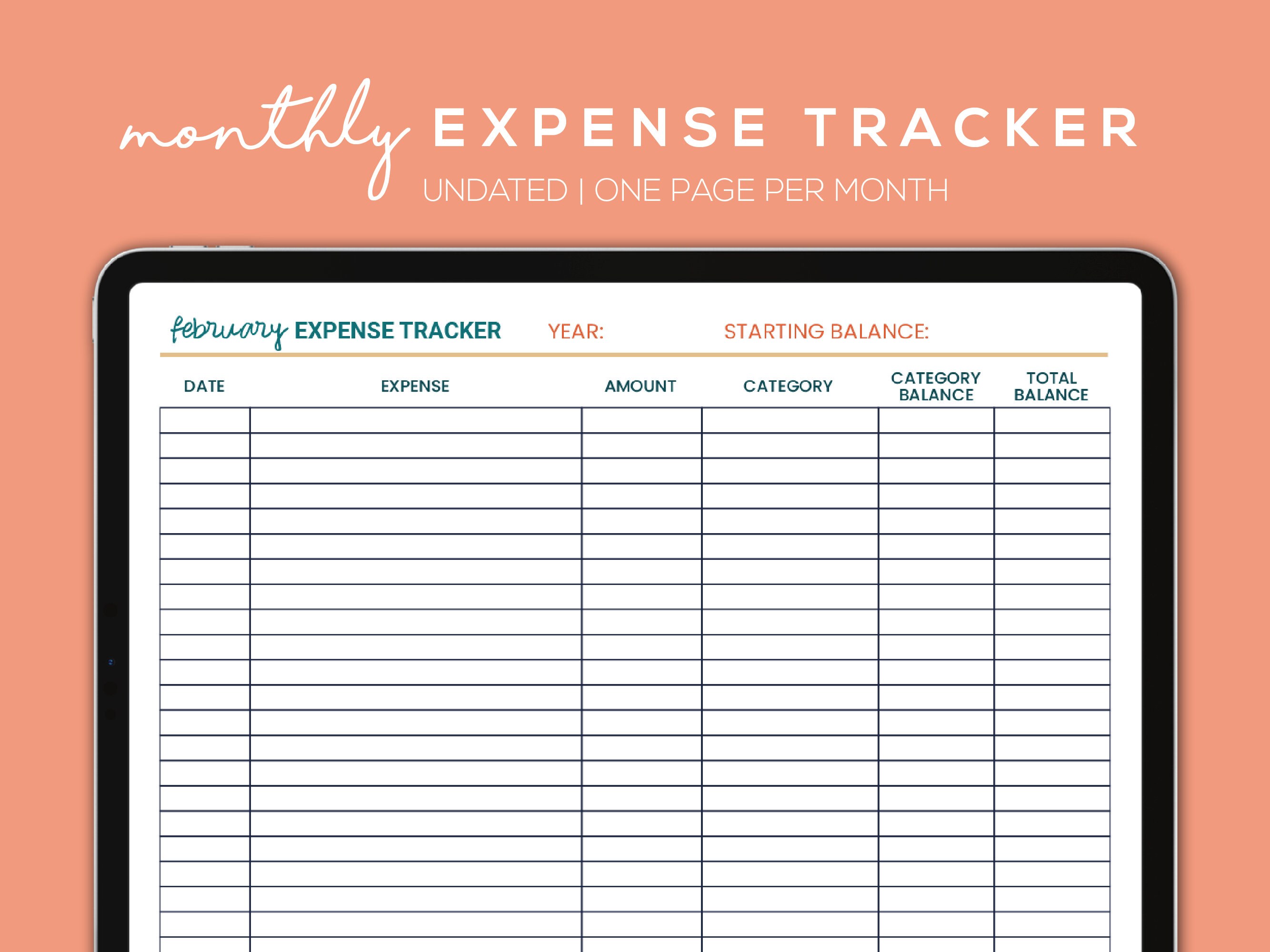 Monthly Expense Tracker Digital Budget Tracker Monthly - Etsy