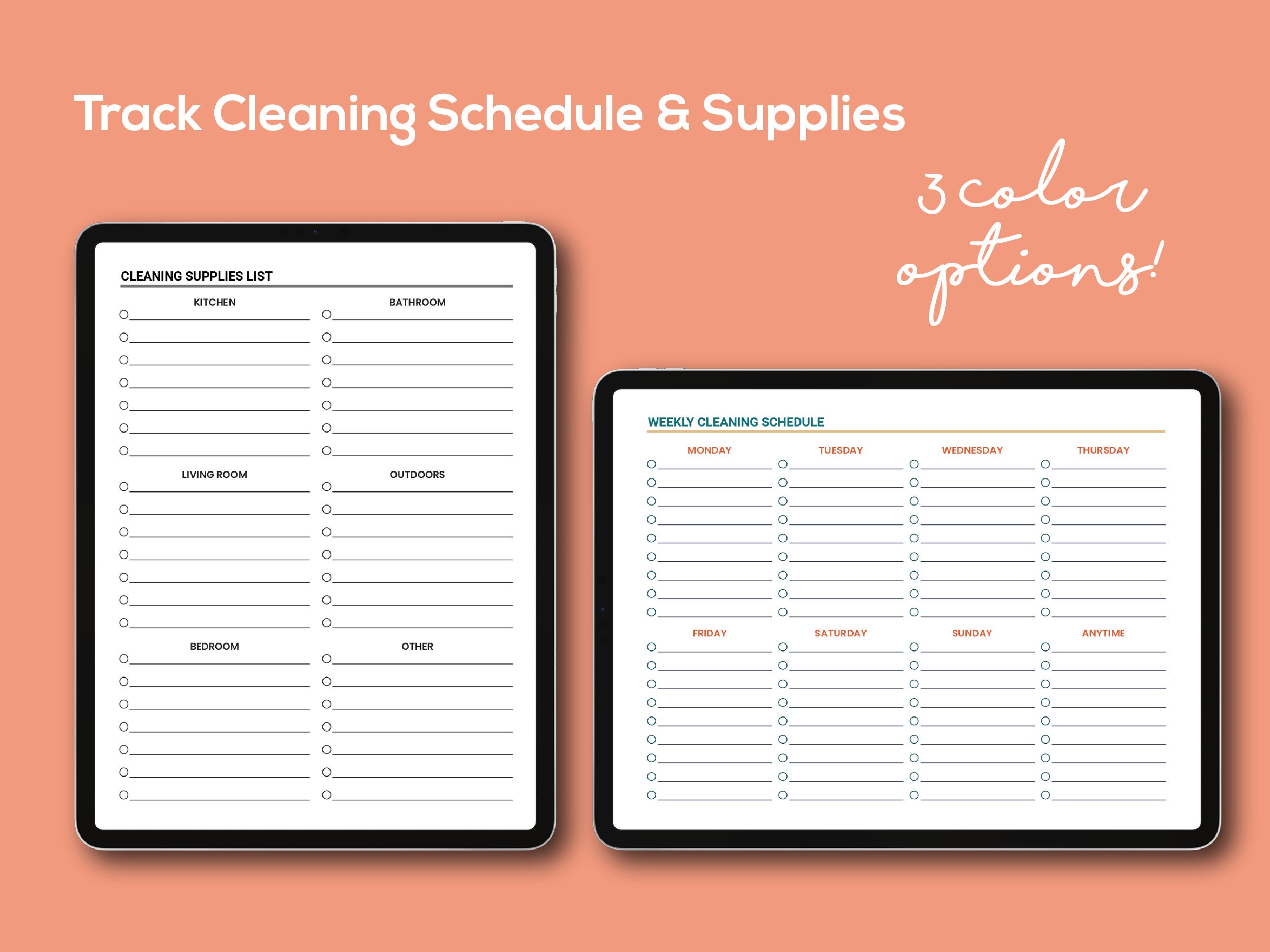 Digital Cleaning Planner Digital Cleaning Tracker Weekly Etsy
