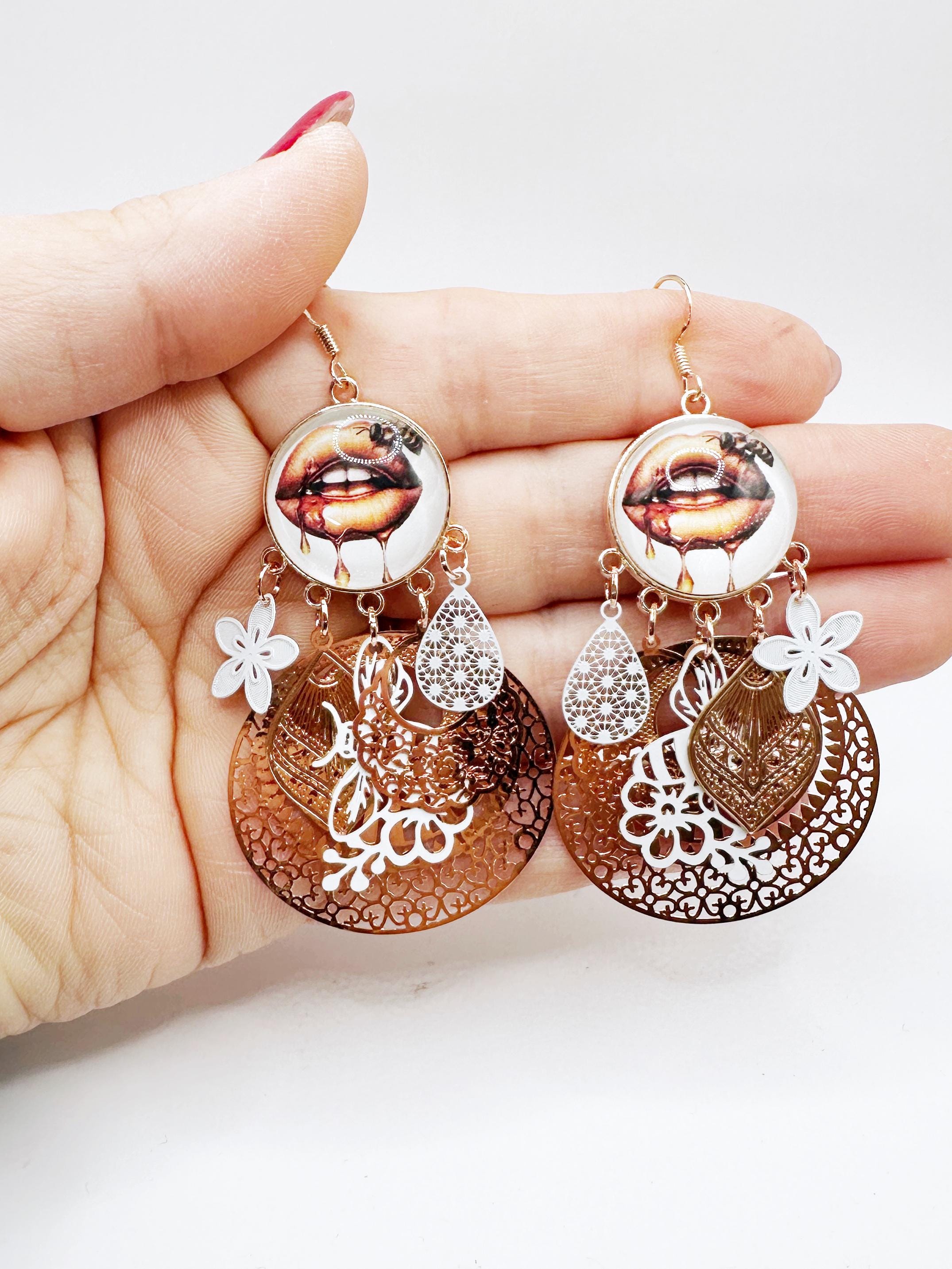 Boucles D’oreilles Strass Noirs – Rondes, Style Anneaux Années 20 Rétro Et Glamour – Neuf Avec étiquettes