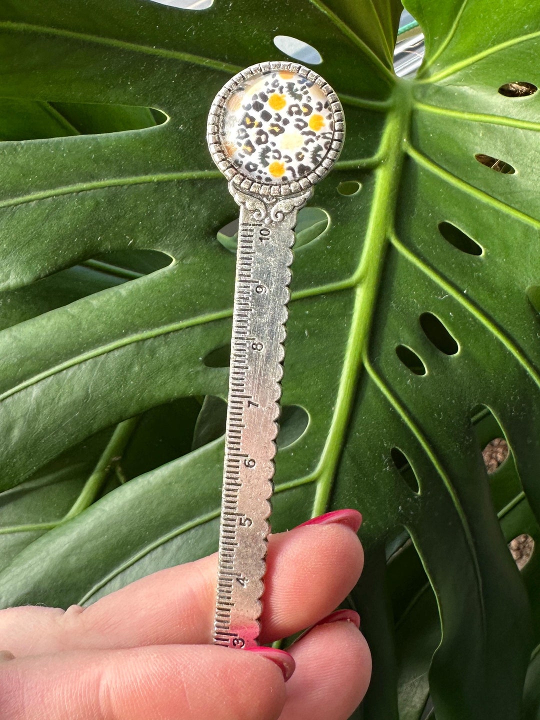 Silver Bookmark Ruler 10cm Personalized With a Unique Handmade Yellow ...