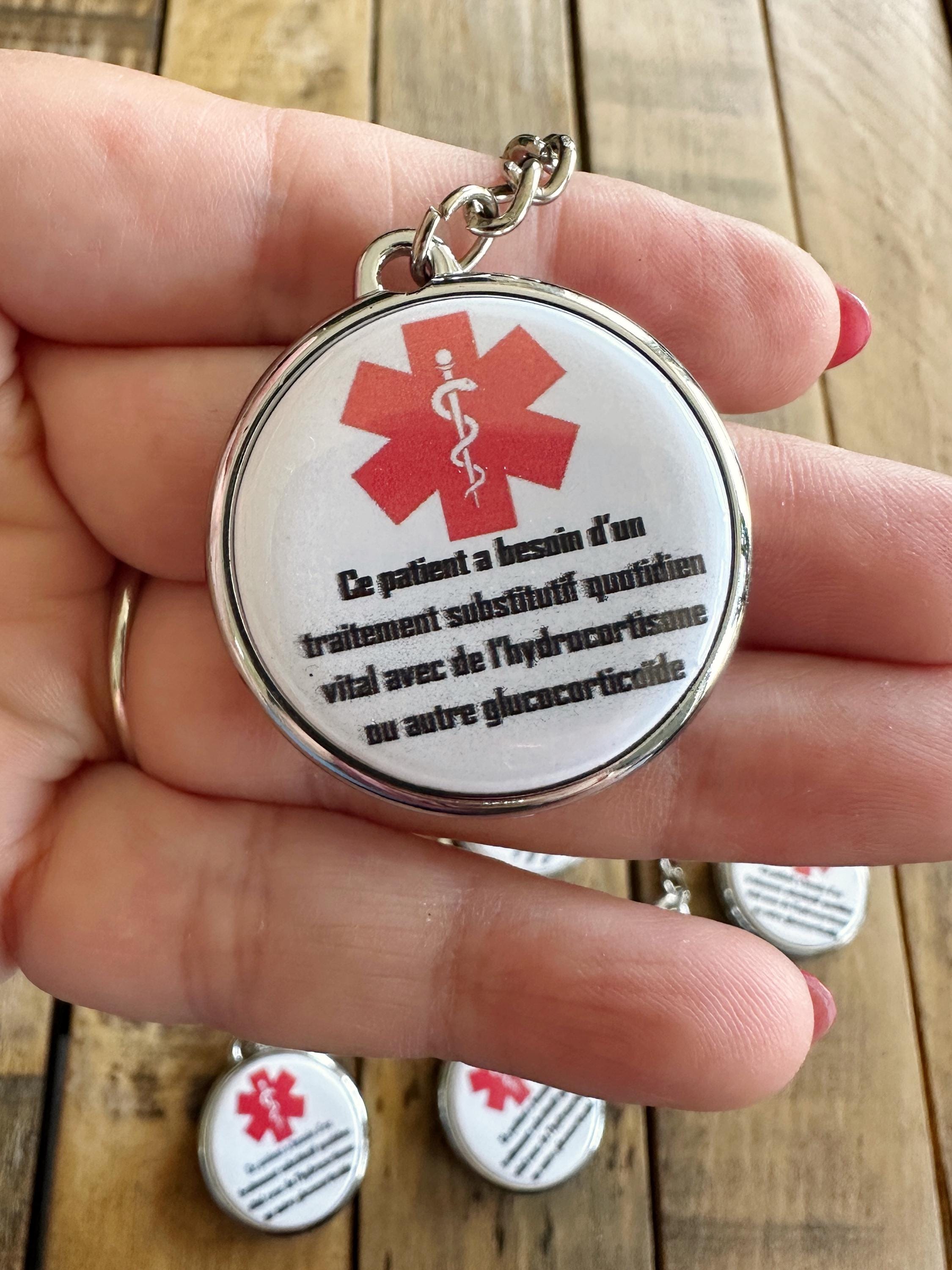 Silver Emergency Medical Keychain for People With Adrenal Insufficiency ...