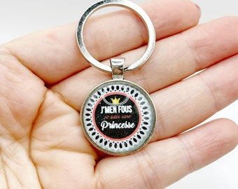 Gold, White, Black, Pink Key Ring With Cabochon With the