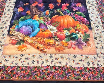 Autumn Harvest Throw Quilt 61 inches by 55 inches