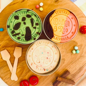 Ice Cream Play Dough Trio // Birthday gifts for kids, Role play ice cream shop, Sensory play, Glitter play dough, Early learning activities