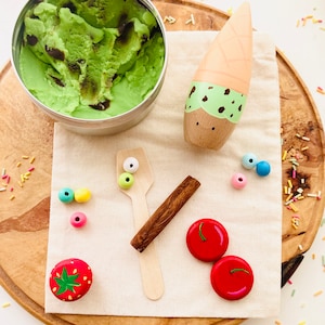 Ice Cream Play Dough Kit Mint Chocolate Chip//Summer activity kit, Sensory dough, Ice Cream role play, Travel play set, Summer holiday fun