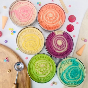 Ice Cream Swirl Play Dough Set // Natural scented playdough, Kids pretend play, Plastic free, Childrens sensory kit, Ice cream play