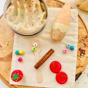 Ice Cream Play Dough Kit Vanilla//Summer activity kit, Sensory dough, Ice Cream role play, Travel play set, Summer holiday, Glitter playdouh
