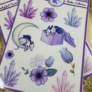 Sleeping Dragon Stickers , Flowers , Crystals