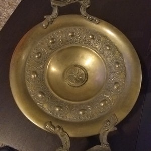 Antique ornate copper pedestal dish