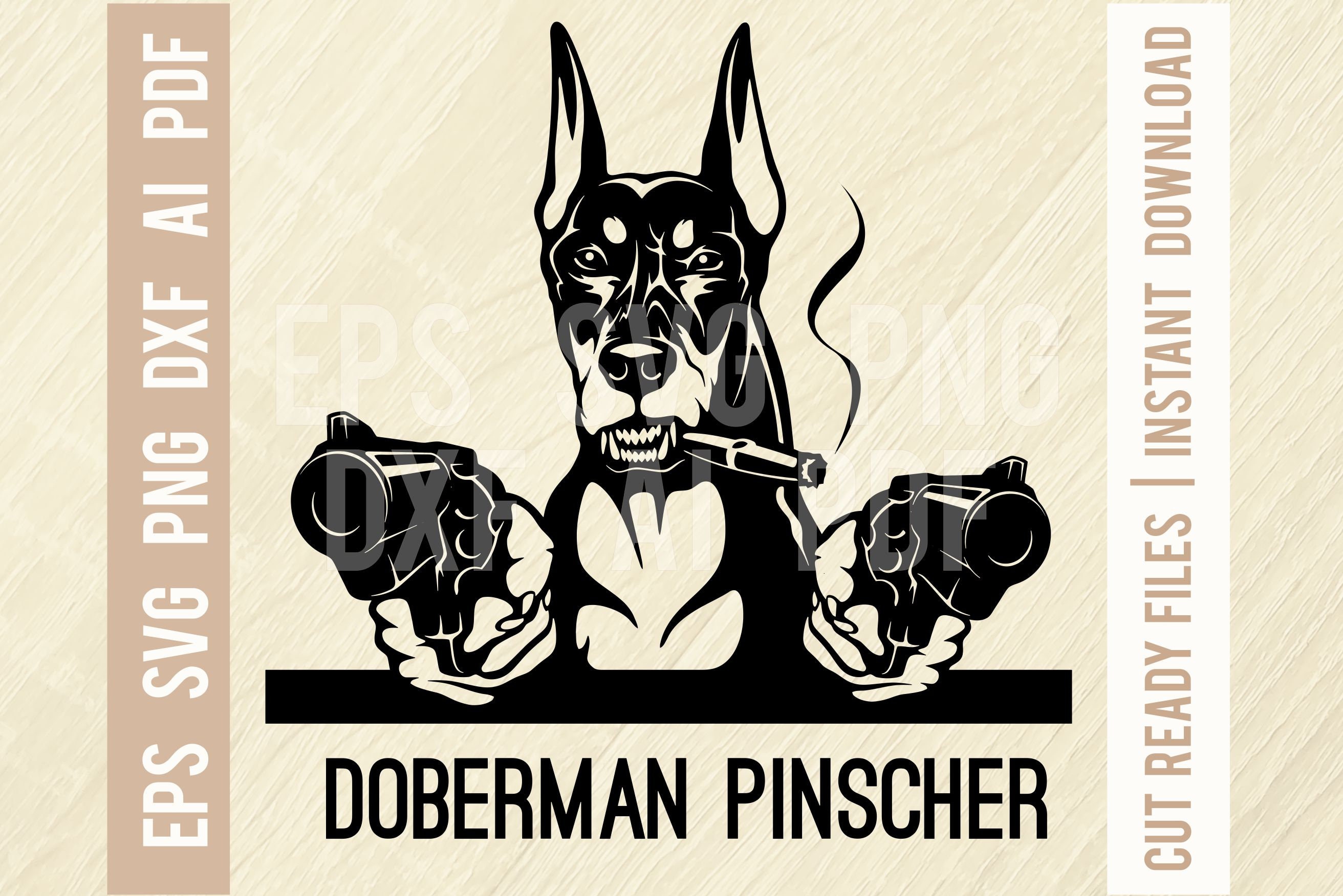 Doberman Pinscher Bad Dog Peeking Dogs Guns SVG Gangster | Etsy