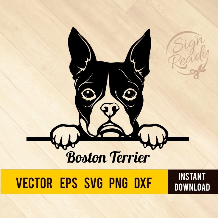 Peeking Boston Terrier Dog Svg DOG Clipart-Vector Art | Etsy