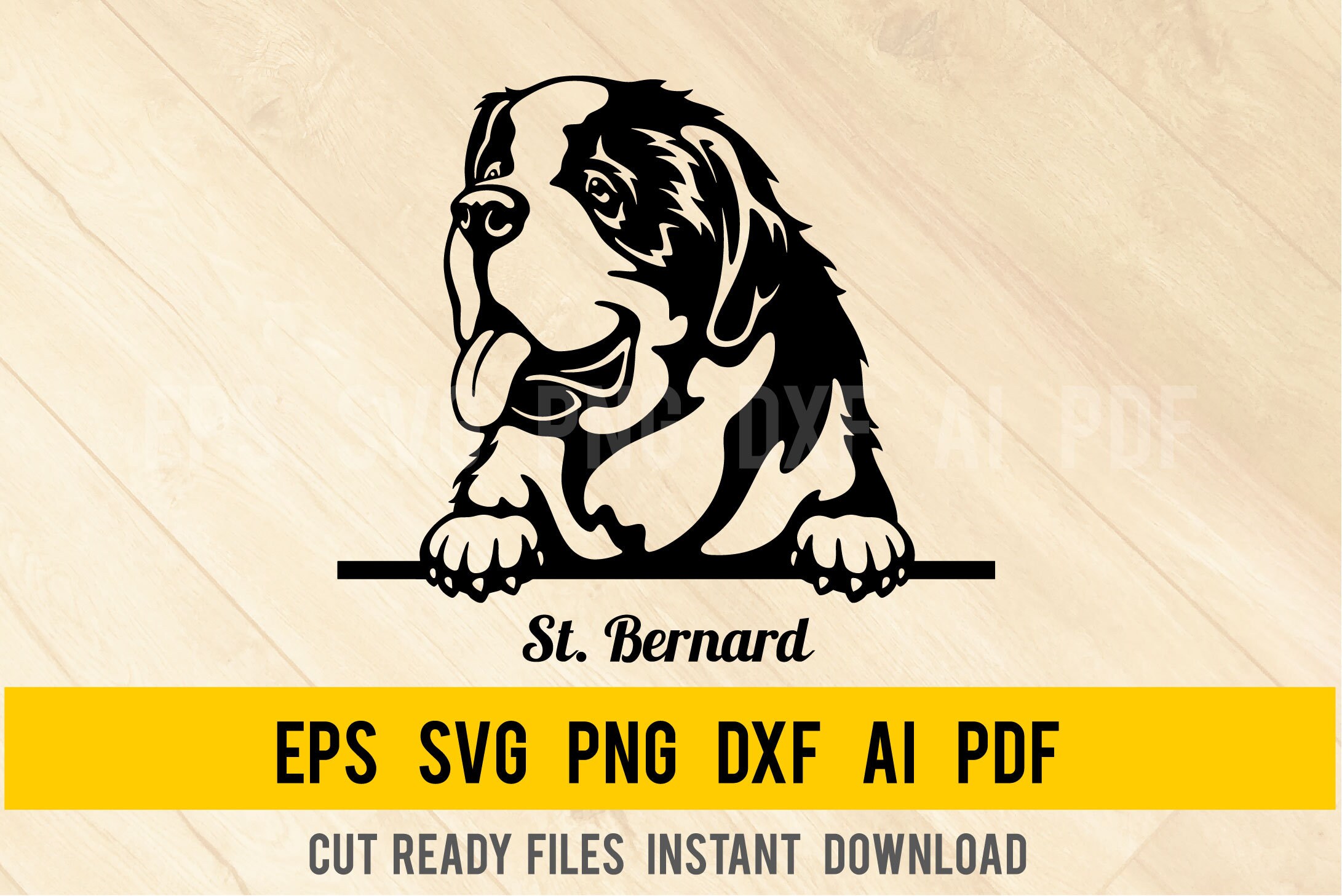 St. Bernard Svg DOG ClipartVector Art Digital Download Cut Etsy
