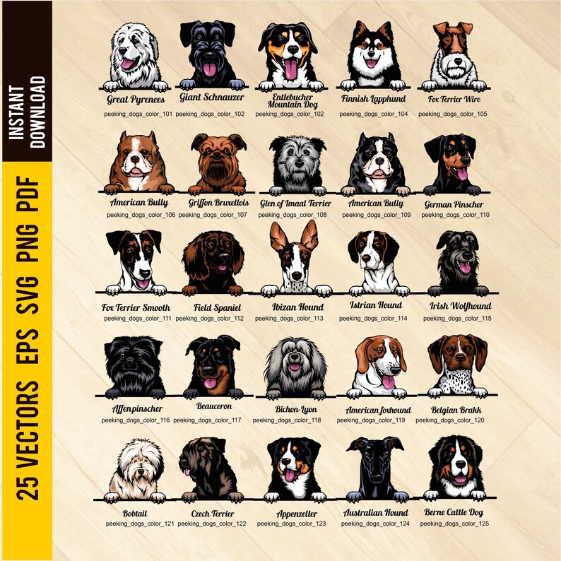 svg png Emblem Design ai Color style eps Logo Badge Peeking Dogs Set 5-25 vector images pdf Sign