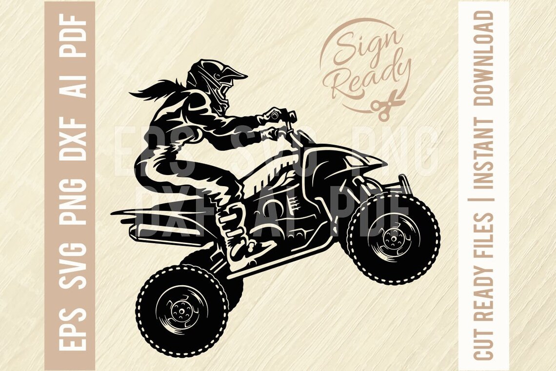 ATV Quad Bike and Girl SVG Silhouette Quad Bike svg ATV Etsy