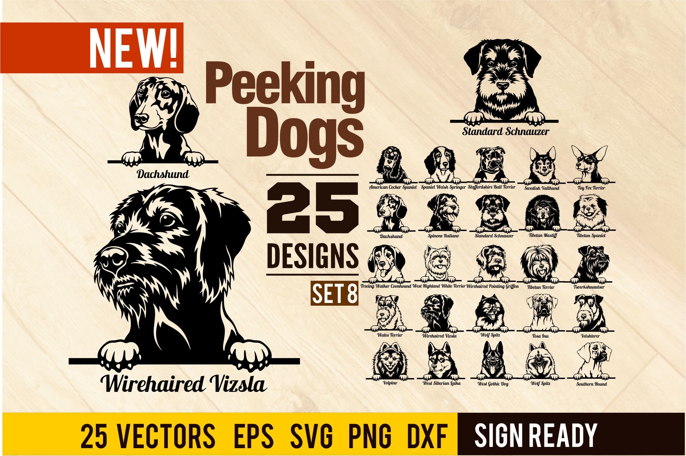 BUNDLE 25 Peeking Dog SVG Set 8 Breed Head Face Puppy Pup | Etsy