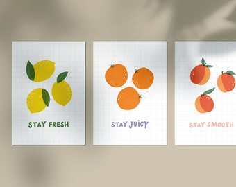 3 DIN A3 poster bundle "lemon, orange, peach" digital download