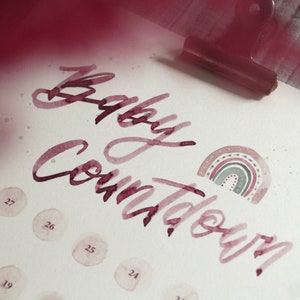 Baby Countdown Calendar Brush Calendar A4 rose image 2