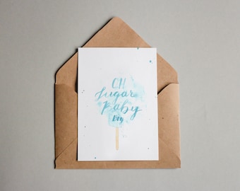 Baby Boy Postkarte Geburt Junge "Oh Sugar Baby Boy"