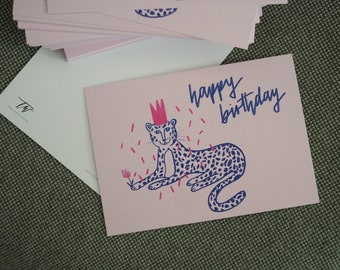 Postkarte "happy birthday Leo" Geburtstagskarte