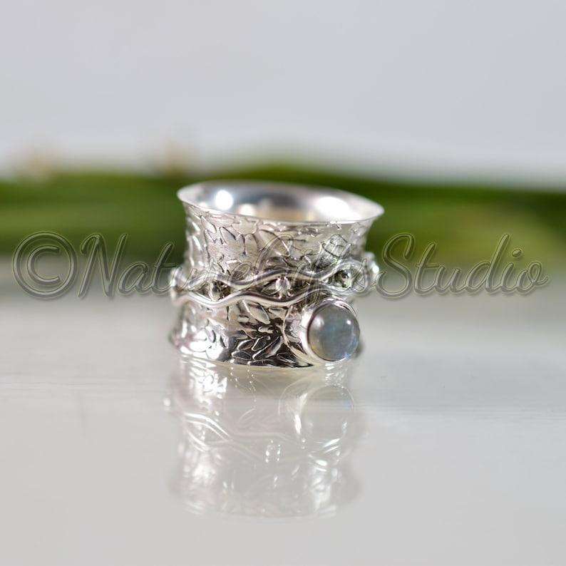 Gemstone Ring Silver jewelry Labradorite Spinner ring spinning ring Meditation ring,Fidget ring,Handmade Silver ring,Spinner band