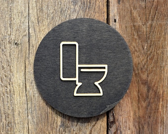 Modern Unisex Toilet Door Sign, WC Sign, Restroom Door Sign, Toilet Decor, Toilet Plate, Toilet Plaque, Toilets Sign, Bathroom