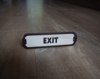 'Exit' Retro Wooden Sign Ideal for Hallway or Garden 4867 LIGHTS UP! 
