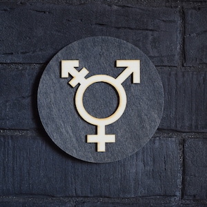 Unisex Toilet Door Sign, Gender Neutral Restroom Plaque
