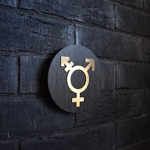 Letrero de lujo para puerta de baño unisex, letrero de baño de género neutro, letrero para puerta de baño, letrero para WC, decoración de baño, placa de inodoro, placa de inodoro