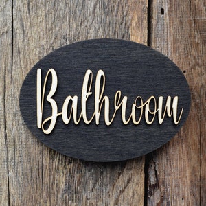 Letrero de puerta de baño, letrero de baño, decoración de baño, letrero de cabina, regalo de madera, decoración de madera, letrero de puerta de inodoro, puerta de inodoro unisex
