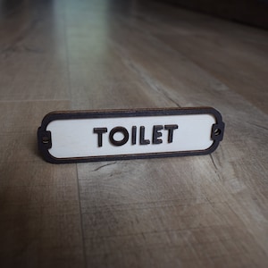 Znak toalety, Znak WC, Znak na drzwi, Dekor toalety, Płyta toaletowa, Tabliczka na toaletę, Tabliczka na drzwi, Styl vintage, Styl kolejowy, Styl retro, Prezent z drewna