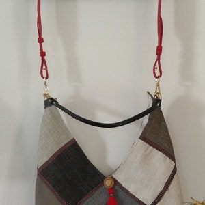 Handmade bag sustainable bag sewn bag made from recycled fabric gift for her mother&#39;s day