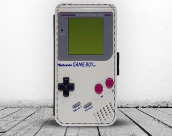 Wallet Phone Cover with Card Inserts, Personalised Leather Phone Cover, Custom Phone Case, Vintage Gameboy Console - Add your name!