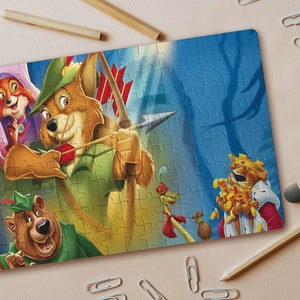 Personalised Jigsaw Puzzle for Adults and Kids - 80 pieces (A5) or 120 pieces (A4) - Disney&#39;s Robin Hood, Adventurous Brave Fox