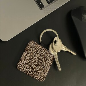 Personalised Leather Key Ring, Custom Faux Leather Key Chain, New Homes or New Car Gift, Stylish Leopard Print - Add your Name!