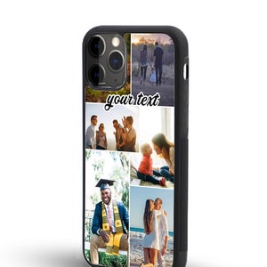 パーソナライズされた写真コラージュ電話ケース、iPhoneとSamsung用のカード挿入部付きカスタムラバー電話ケース、カスタム写真ロゴテキスト
