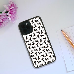 Stylish Rubber Phone Case, Custom Snapback Phone Cover, Personalised Gift for Dog Lovers, Sausage Dog Pattern - Add Your Name
