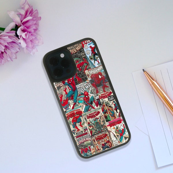 Stylish Phone Case, Rubber Snapback Phone Cover for iPhone & Samsung, Phone Accessory, Superhero Spiderman