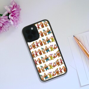 Elegante custodia in gomma per telefono, cover snapback personalizzata, regalo Disney personalizzato, I sette nani, Biancaneve