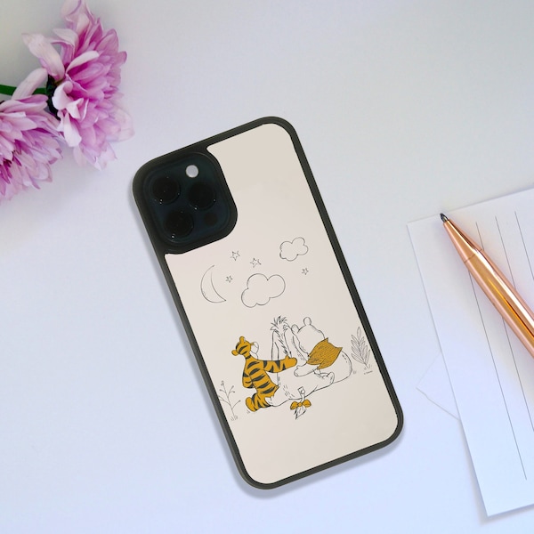 Stylish Rubber Phone Case, Custom Snapback Phone Cover, Personalised Gift, Disney Winnie Pooh and Friends, Laughter is Timeless