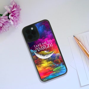 Stylish Rubber Phone Case, Custom Snapback Phone Cover, Disney Peter Pan, Tinker Bell Case, Take Me To Neverland - Add your Name!