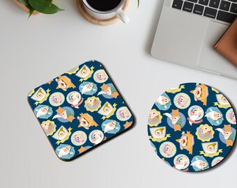 Personalised High Gloss Cup Coasters, Square Drink Coaster, Round Coffee Coaster, Custom Disney Gift, Snow White and the Seven Dwarfs